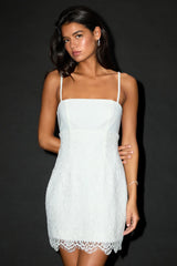 Joey White Lace Sleeveless Mini Dress