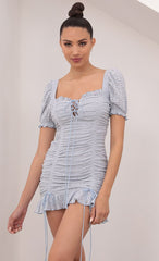 Puff Sleeve Eyelet Dress in Baby Blue