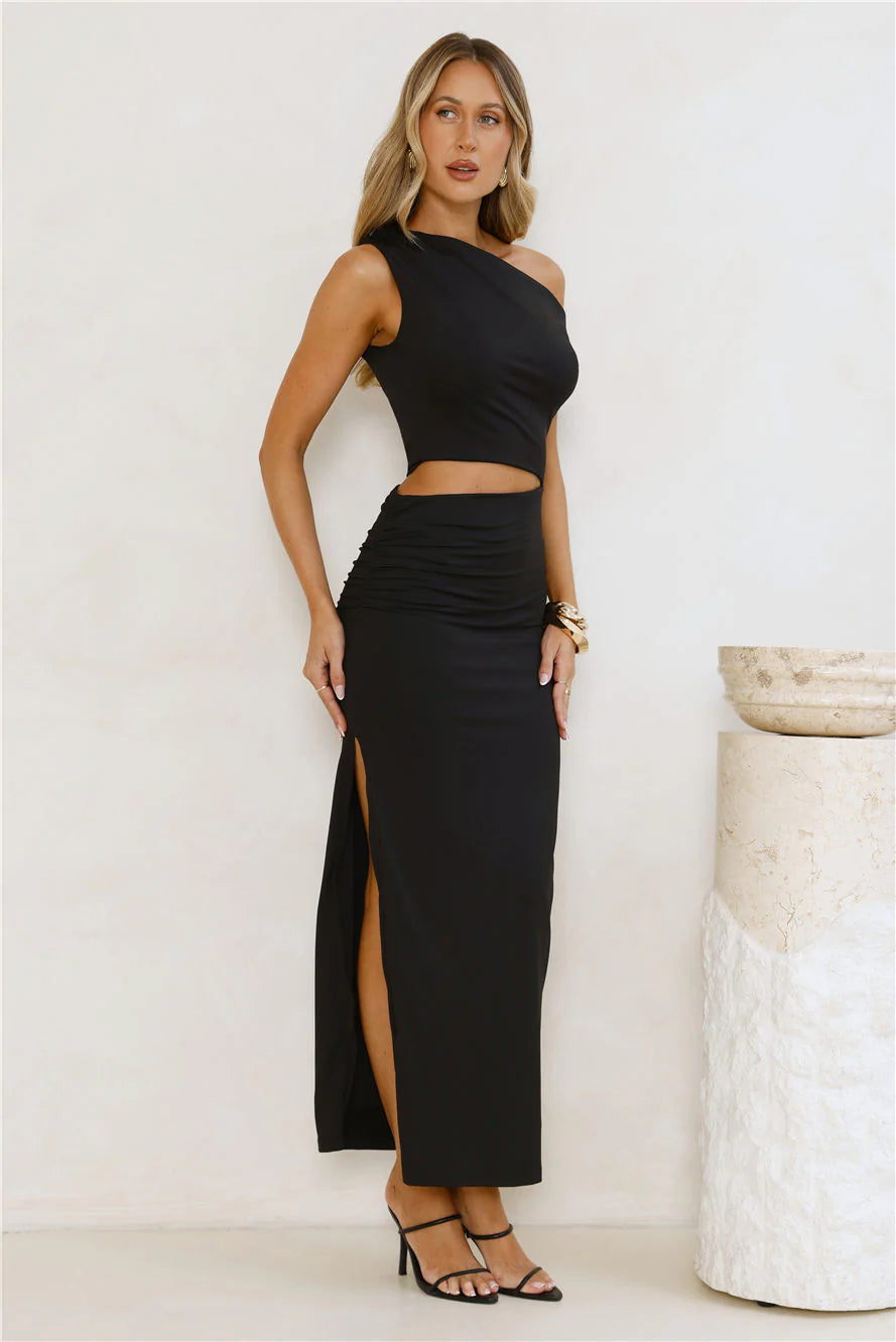 Elevated Everyday Off Shoulder Maxi Dress Black