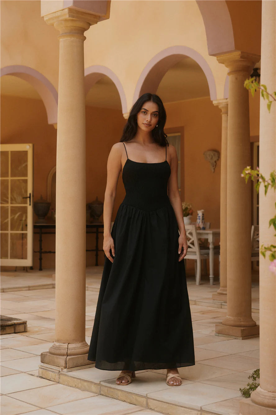 Whispering Willow Maxi Dress Black
