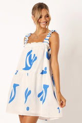 Elena Mini Dress - Blue Print