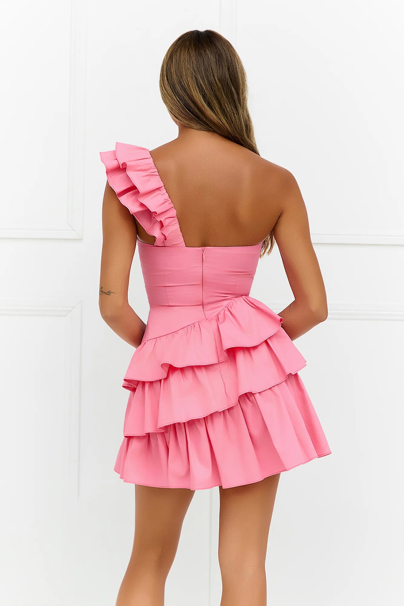 Precious Time One Shoulder Mini Dress Pink