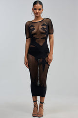 CLUB HOPPER SUPER STRETCH BODYCON MAXI IN BLACK