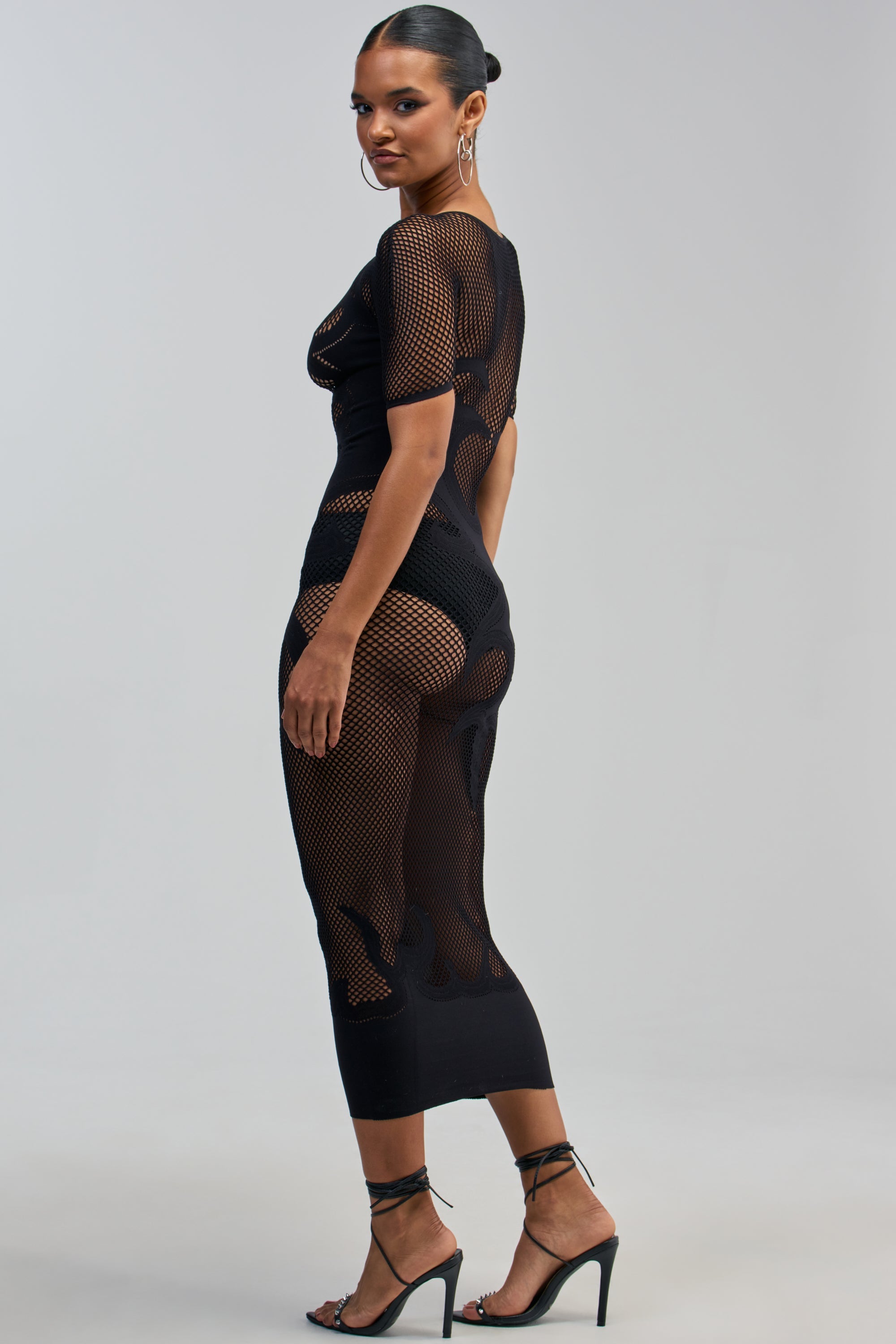 CLUB HOPPER SUPER STRETCH BODYCON MAXI IN BLACK