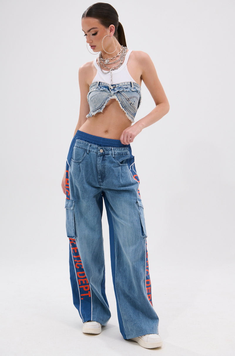 CHICAGO ATHLETICS DENIM TRACK PANTS