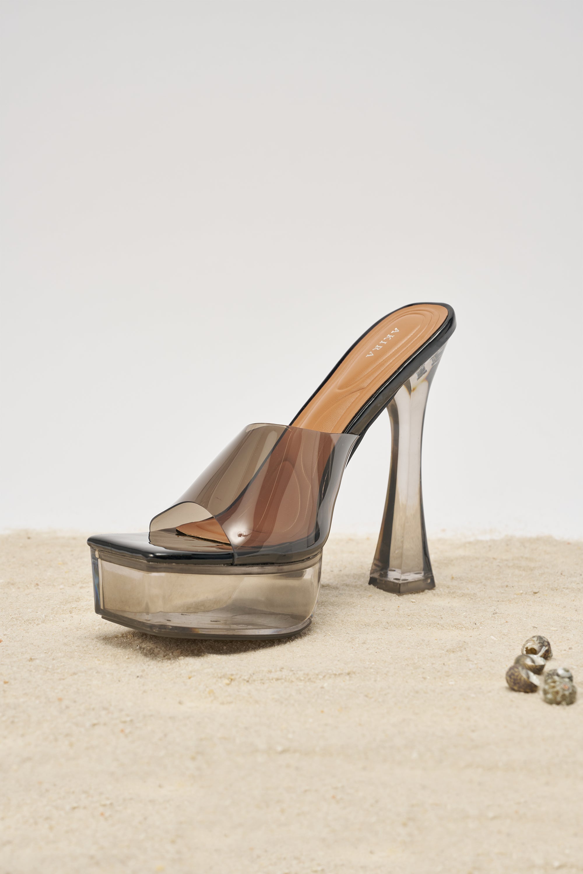 AKIRA ALEXUS SMOKE PVC CHUNKY SLIP ON SANDAL