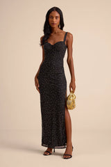 A-Lister Black Rhinestone Bustier Maxi Dress