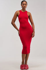 CUTIE PIE KNIT MIDI DRESS IN RED