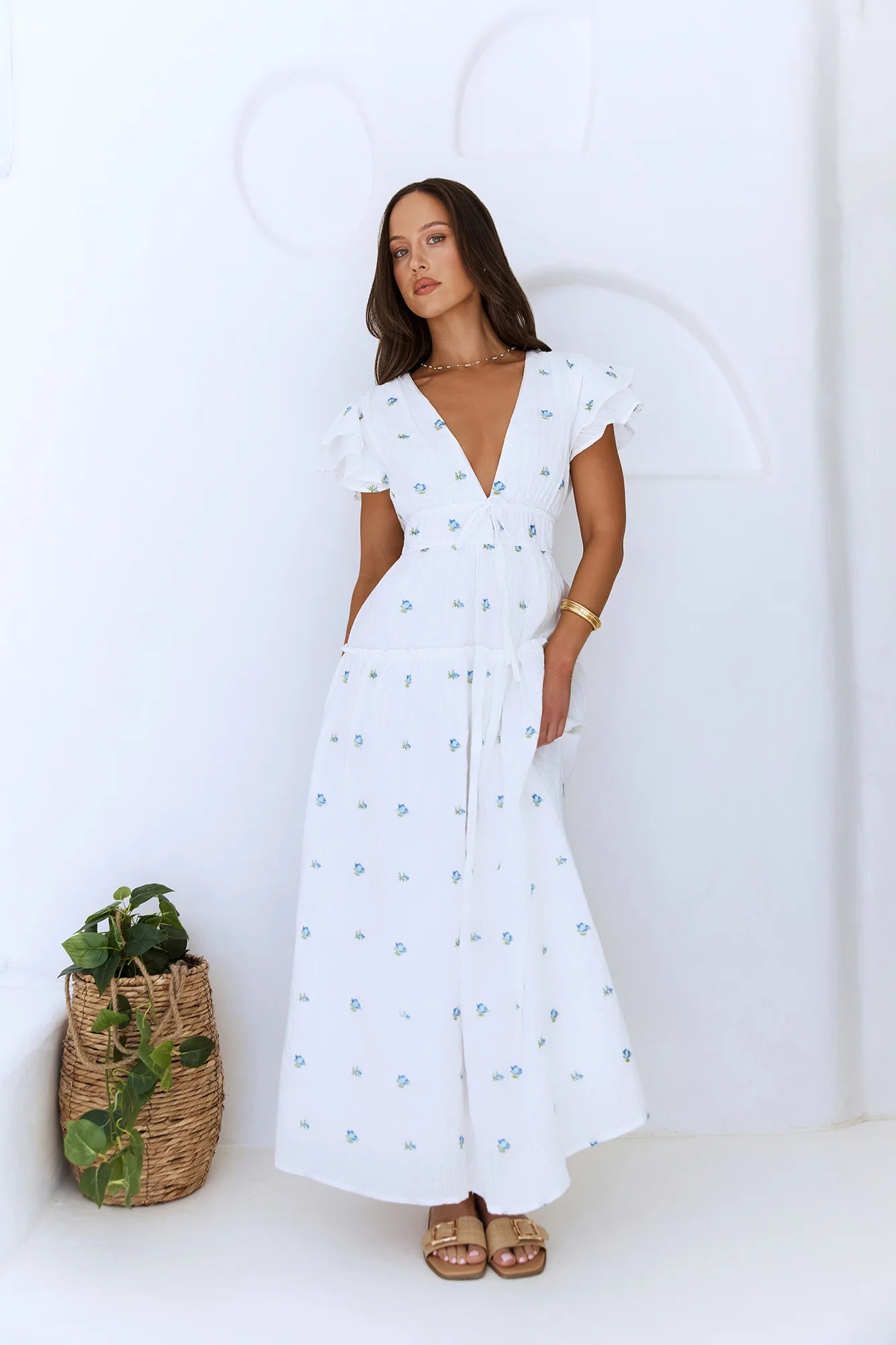 Solar Blooms Maxi Dress Blue