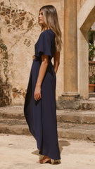 Emma One Sleeve Maxi Dress - Navy