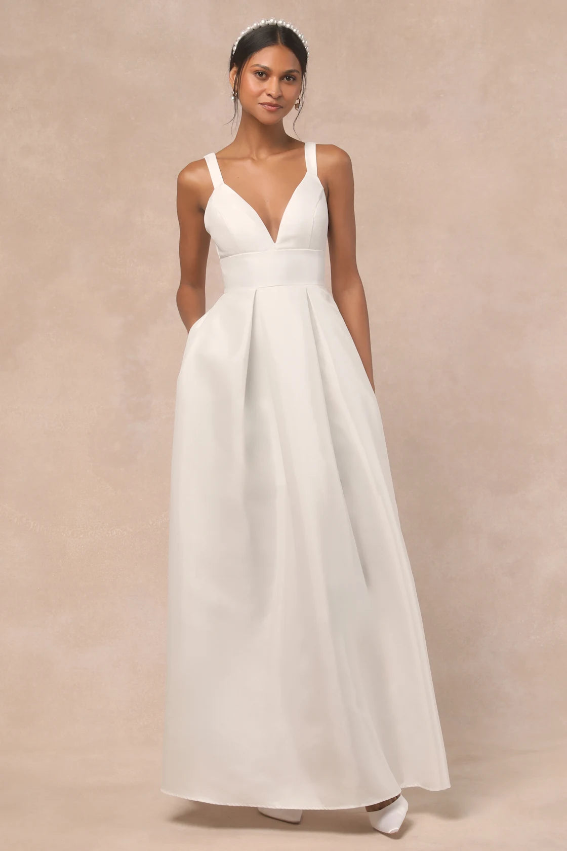Ready For Romance Ivory Sleeveless Maxi Dress With Pockets