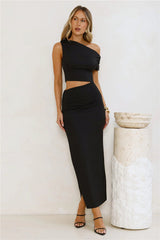 Elevated Everyday Off Shoulder Maxi Dress Black
