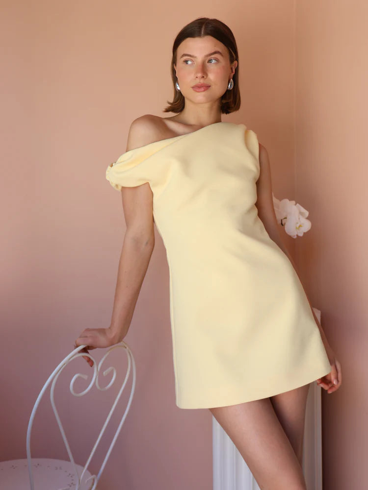 By Nicola Aurelie Mini Dress in Lemon