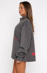 Caught Up With You Zip Front Sweater Volcanic