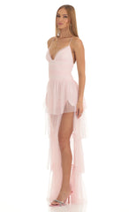 Mesh Maxi Dress in Pink