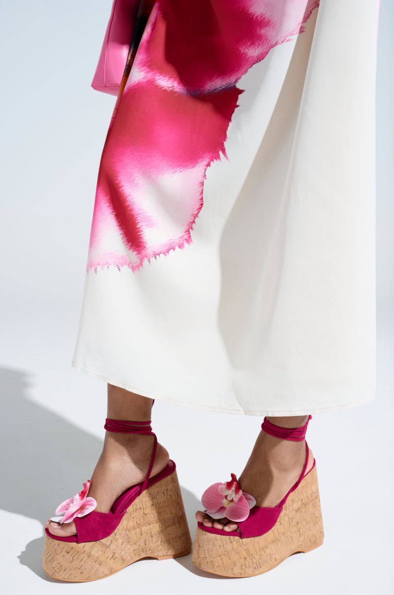 AZALEA WANG DALEYZA FUCHSIA FLORAL WEDGE SANDAL