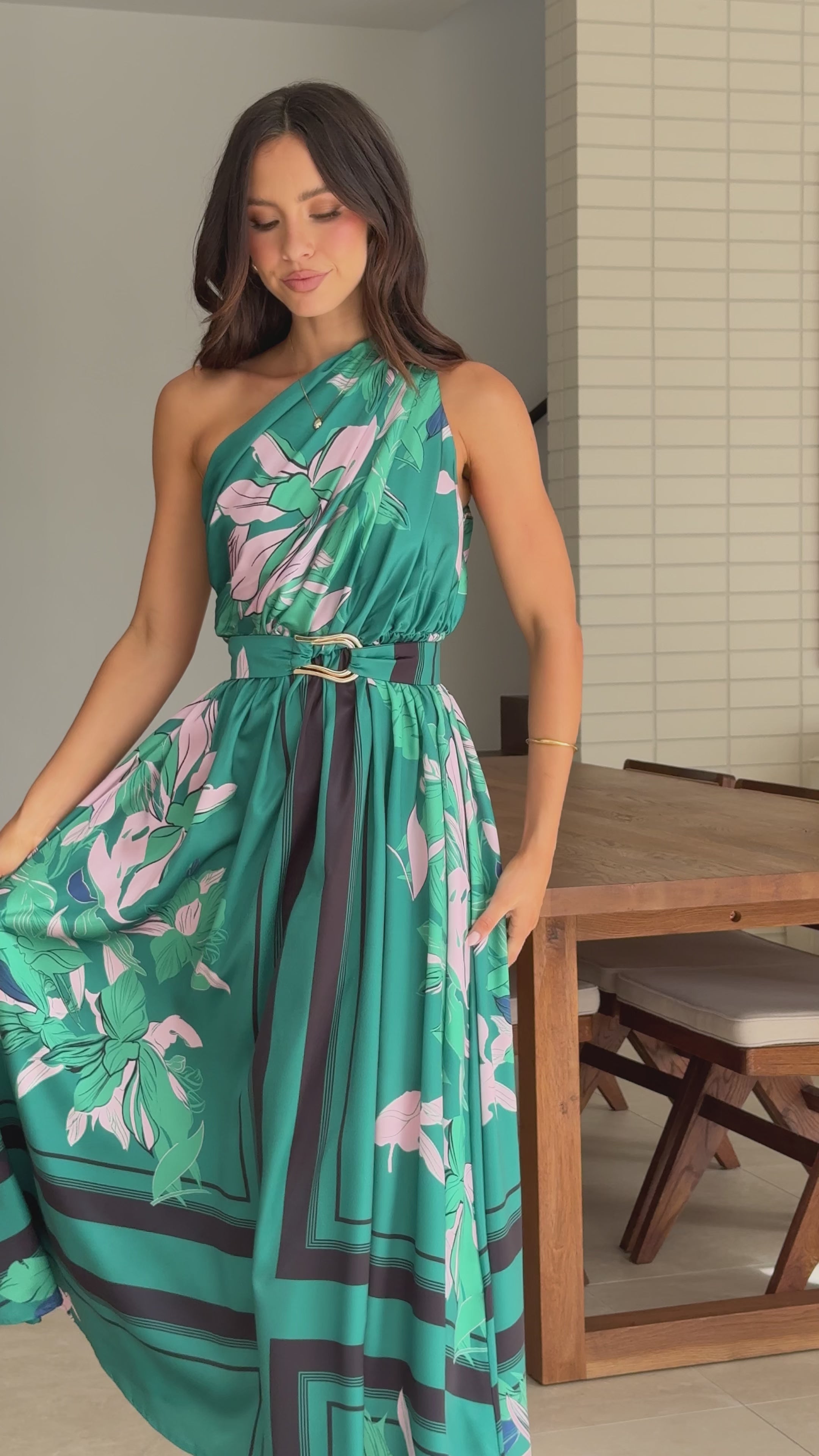 Hadas Maxi Dress - Green Print
