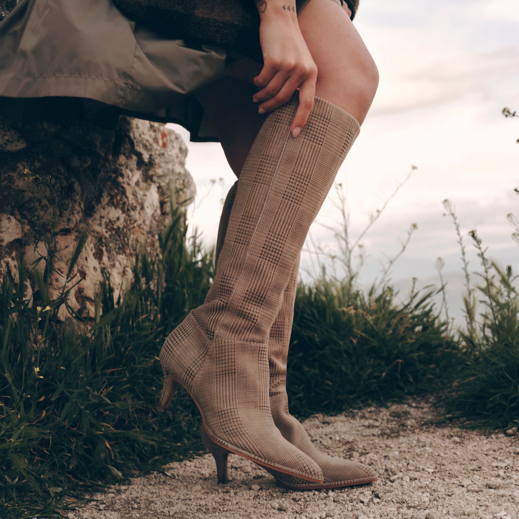 ALDY BOOTS HERRINGBONE PRINTED SUEDE