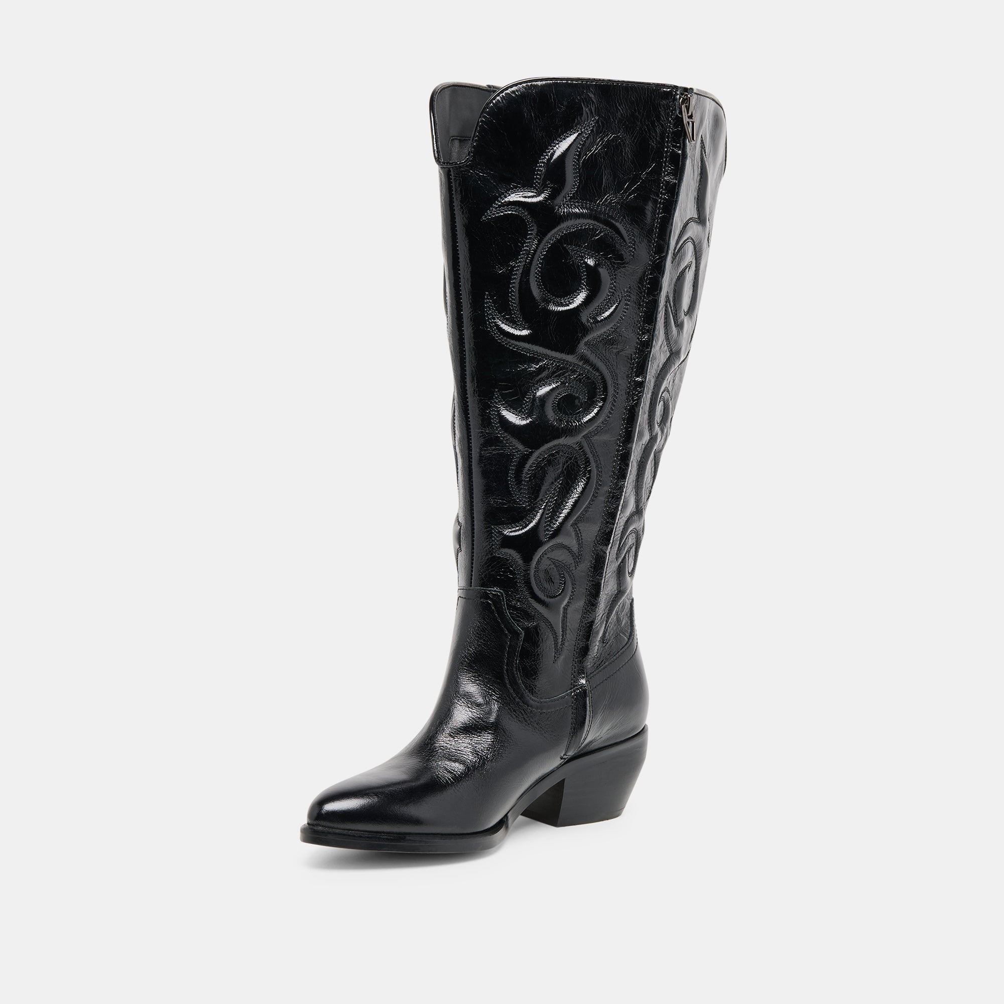 MIRLA EXTRA WIDE CALF BOOTS BLACK LEATHER
