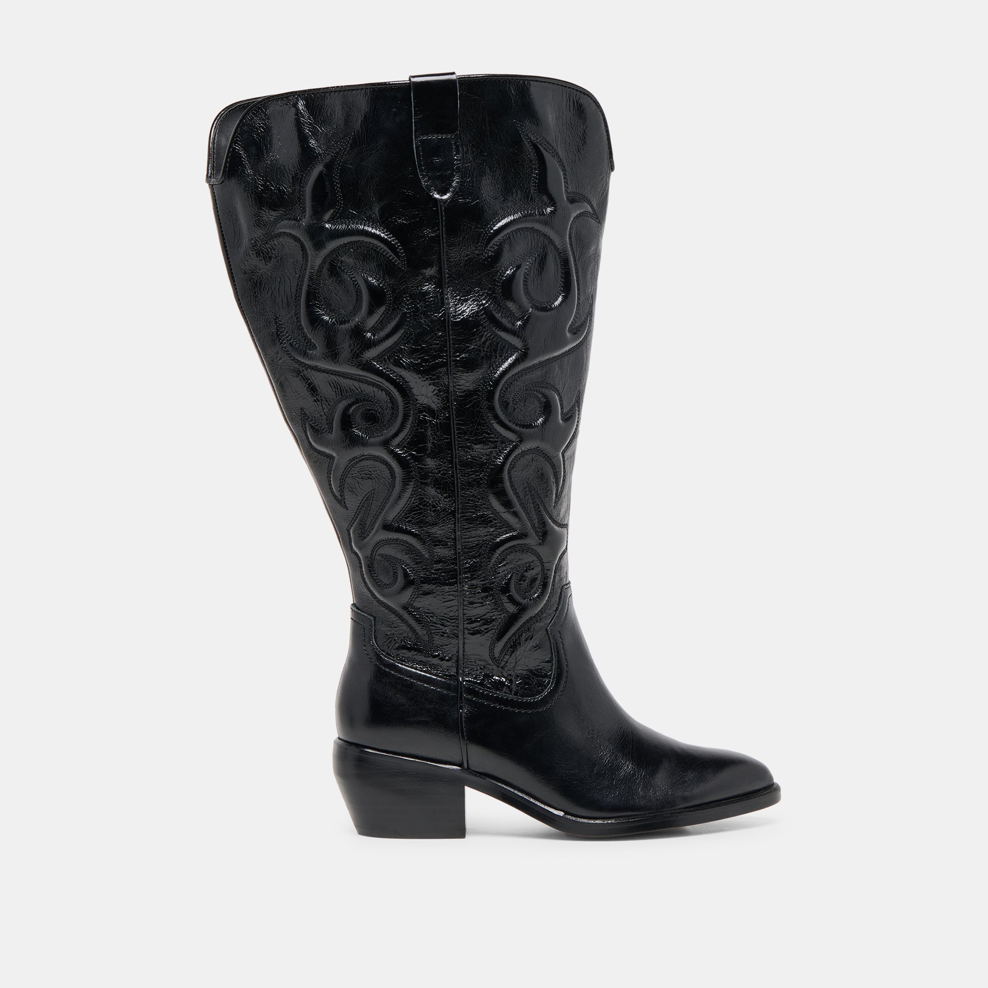 MIRLA EXTRA WIDE CALF BOOTS BLACK LEATHER