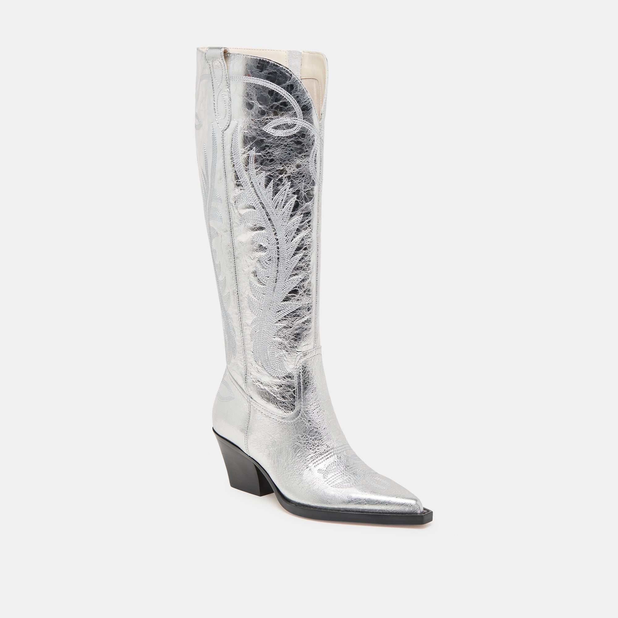 RYATT EXTRA WIDE CALF BOOTS SILVER DISTRESSED LEATHER