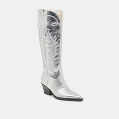 RYATT EXTRA WIDE CALF BOOTS SILVER DISTRESSED LEATHER