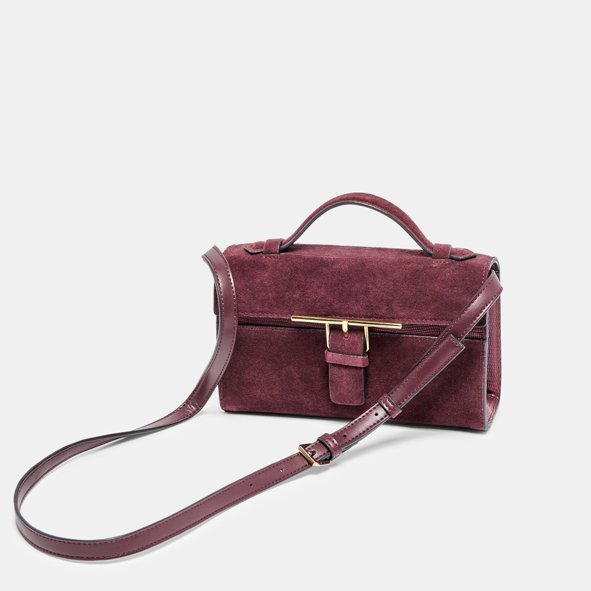 ZANNONE CROSSBODY BURGUNDY SUEDE