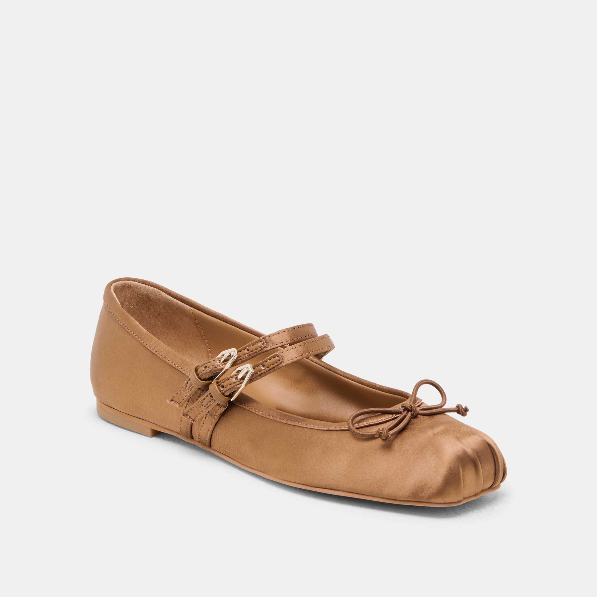 GIBSEN BALLET FLATS MID BROWN SATIN