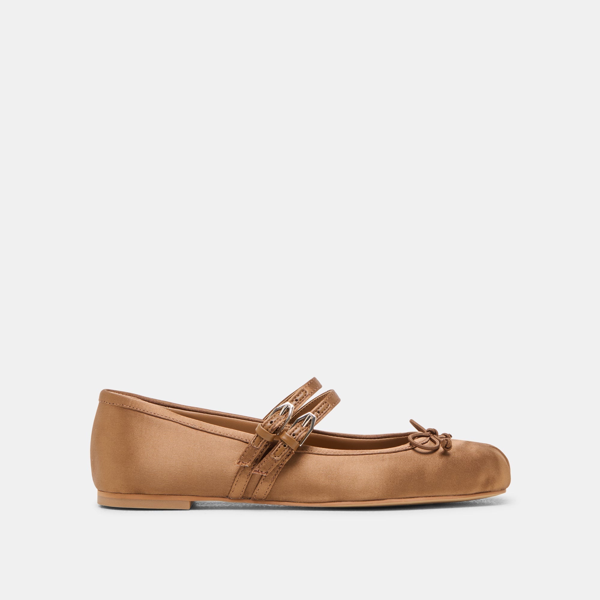 GIBSEN BALLET FLATS MID BROWN SATIN