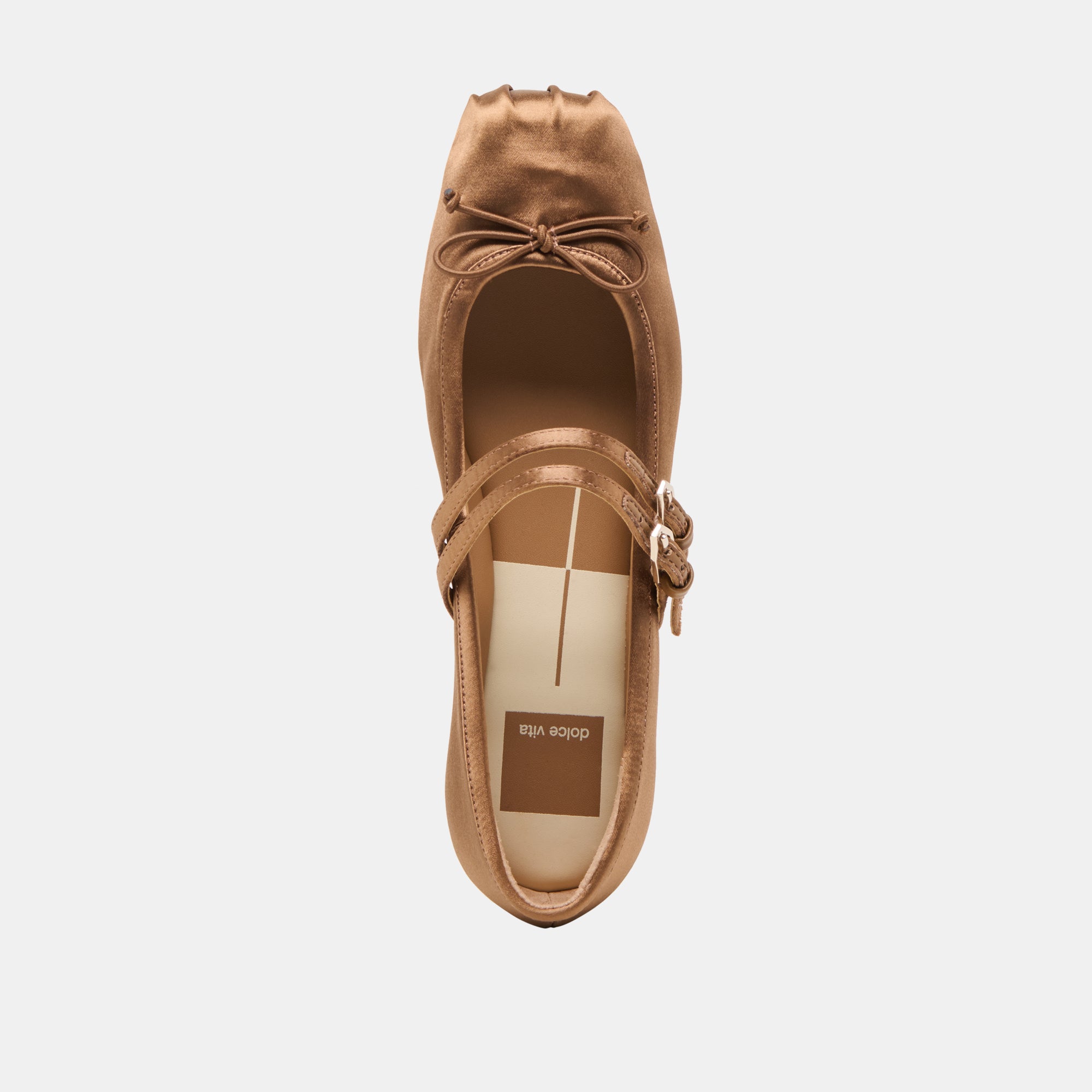 GIBSEN BALLET FLATS MID BROWN SATIN
