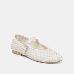 ROSLYN WOVEN BALLET FLATS TRUE WHITE WOVEN LEATHER