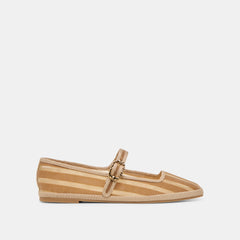 TAMEKA BALLET FLATS TAN STRIPE MESH