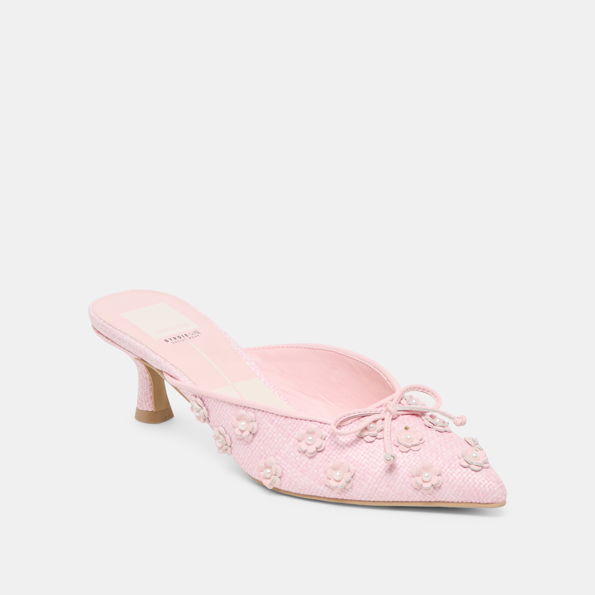 CAMILO X BYRDIE GOLF HEELS PINK RAFFIA