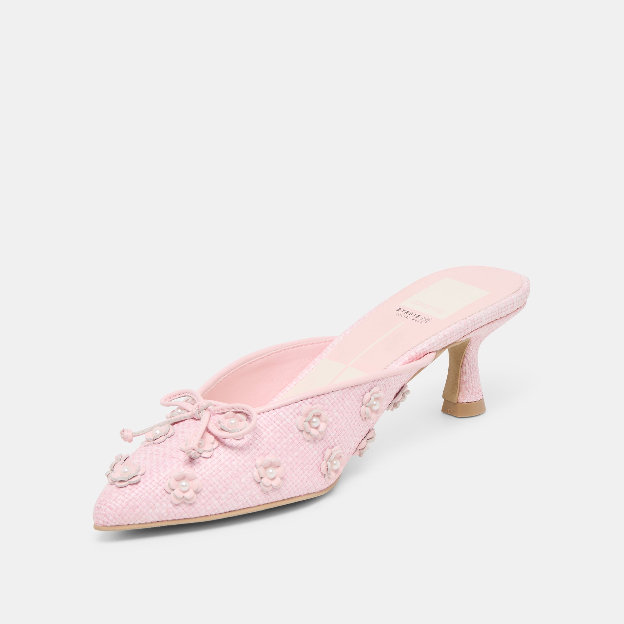 CAMILO X BYRDIE GOLF HEELS PINK RAFFIA