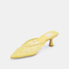 CLARA WIDE HEELS LEMON MESH