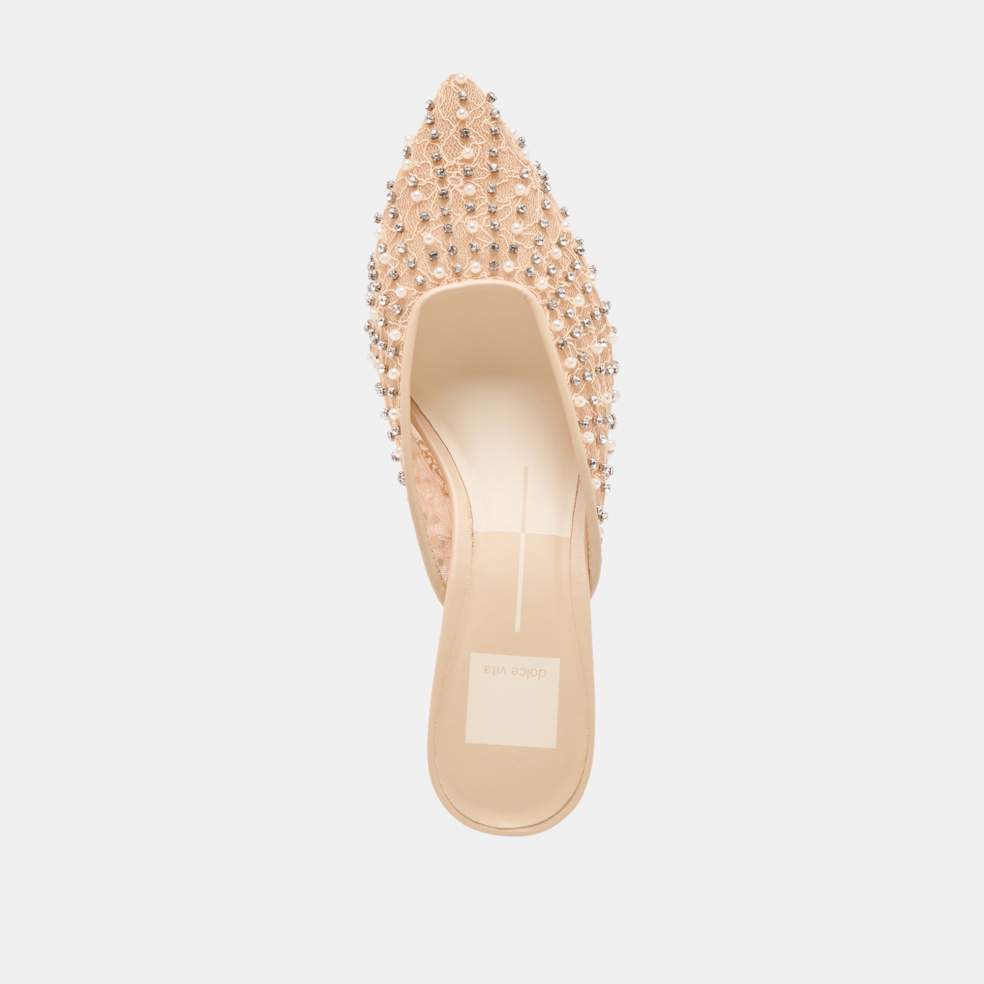 CLEO PEARL HEELS BLUSH LACE MESH