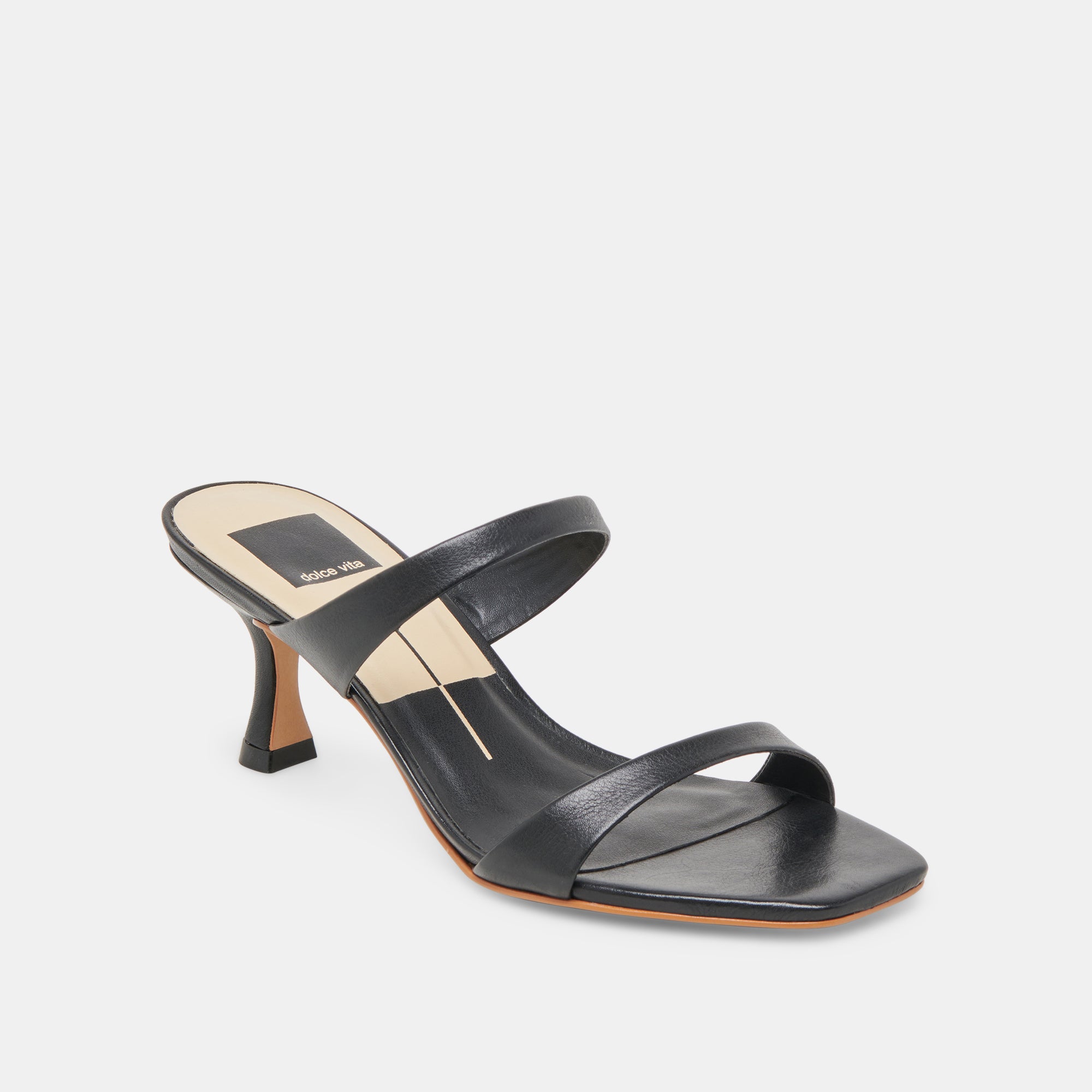 GENORA WIDE HEELS BLACK LEATHER