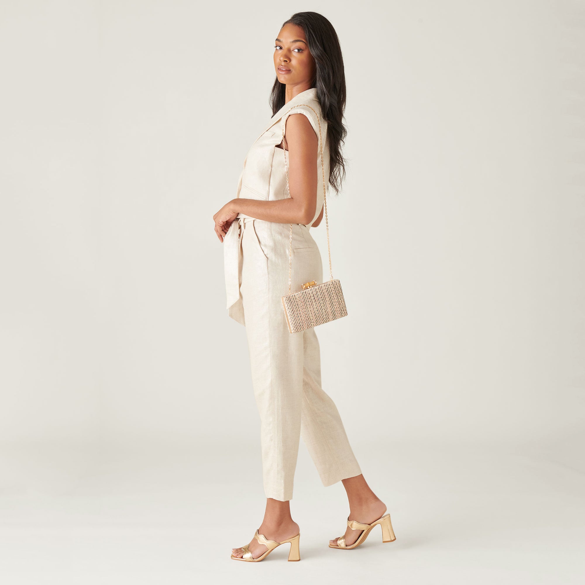 ILVA HEELS GOLD DISTRESSED LEATHER - re:vita