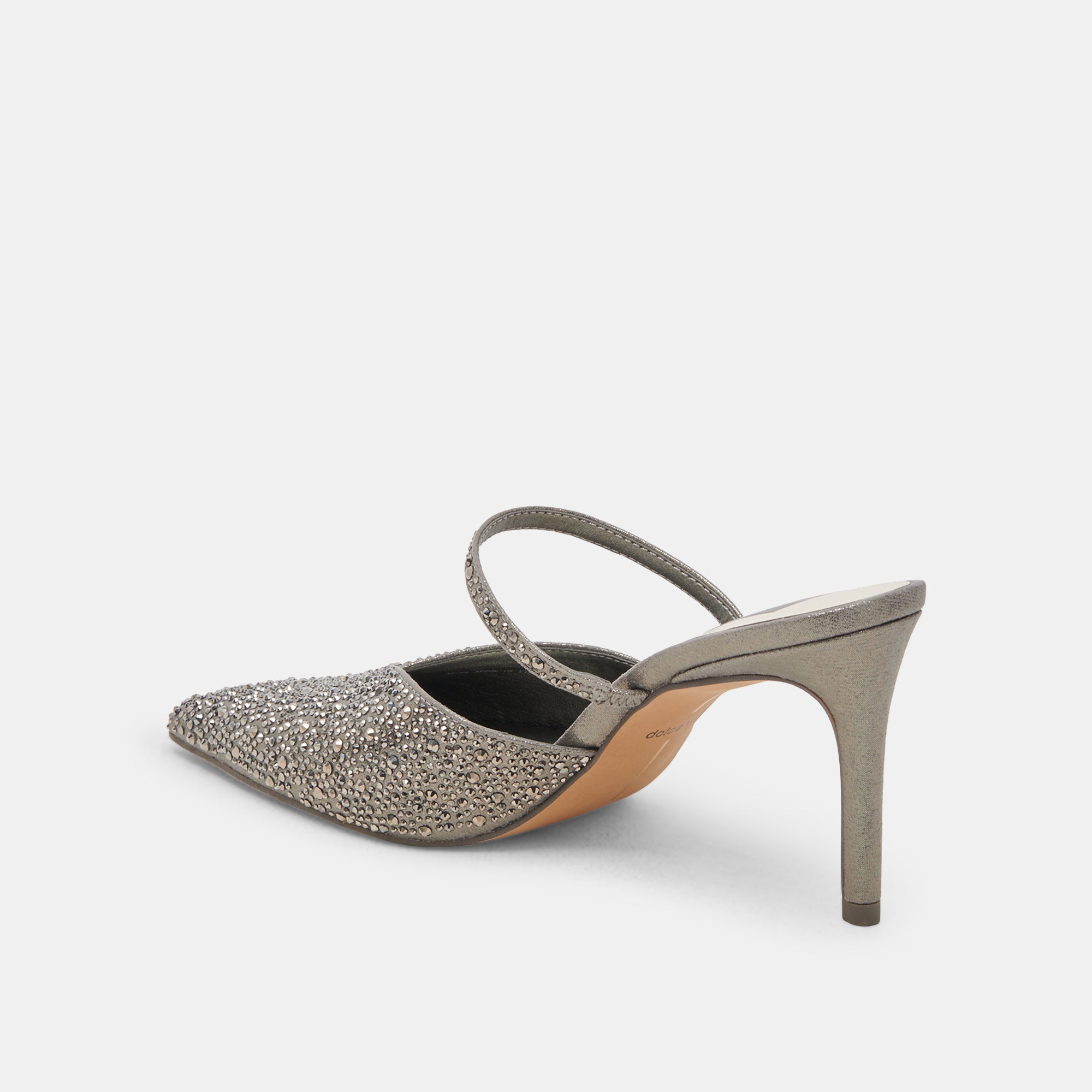 KANIKA CRYSTAL HEELS GUNMETAL FABRIC - re:vita