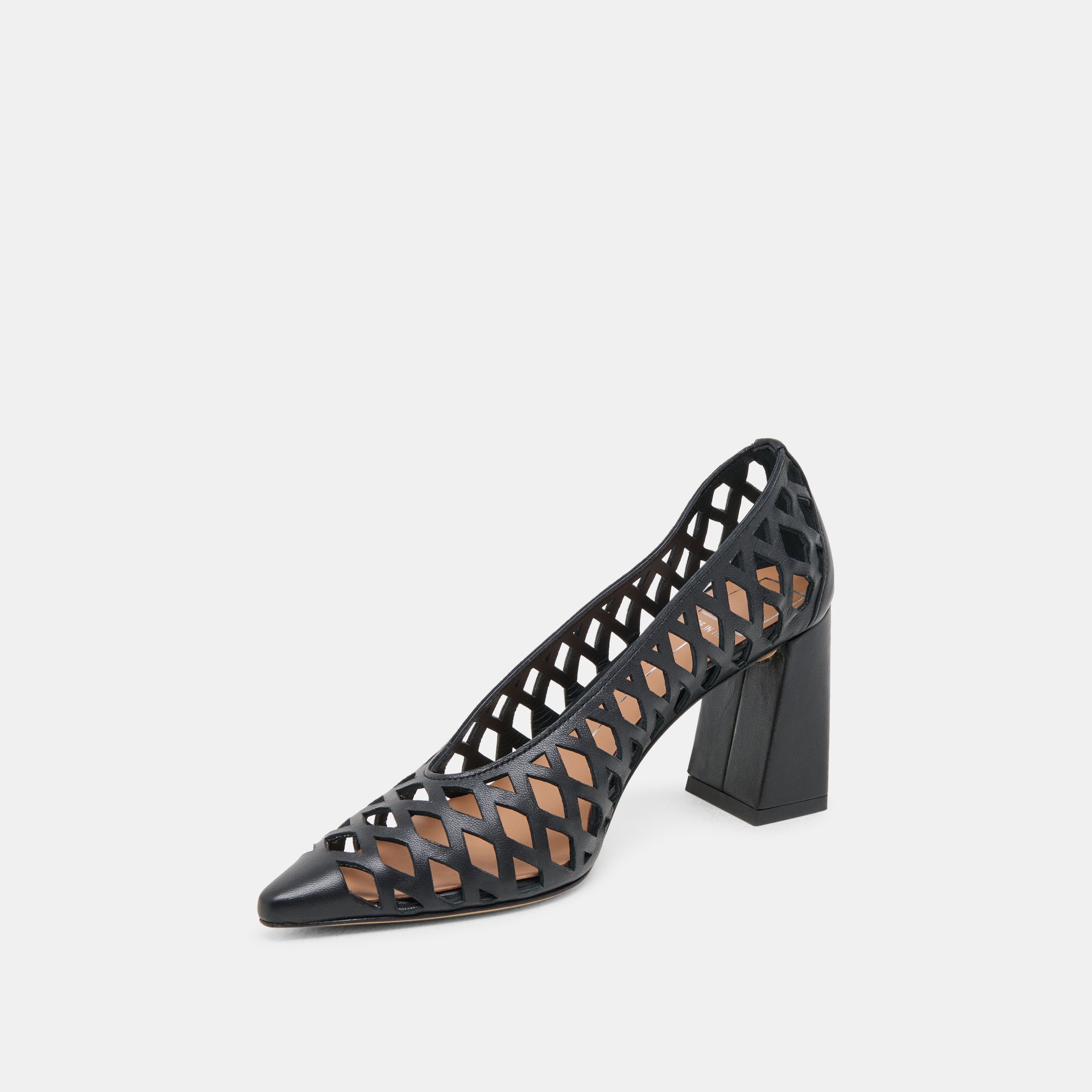 TANYA HEELS BLACK WOVEN LEATHER
