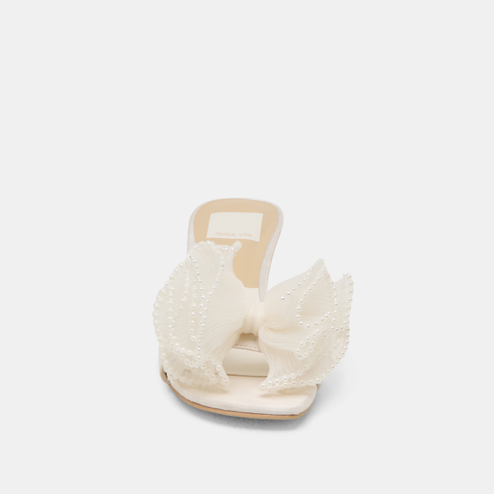 NARITA PEARL HEELS OFF WHITE SATIN