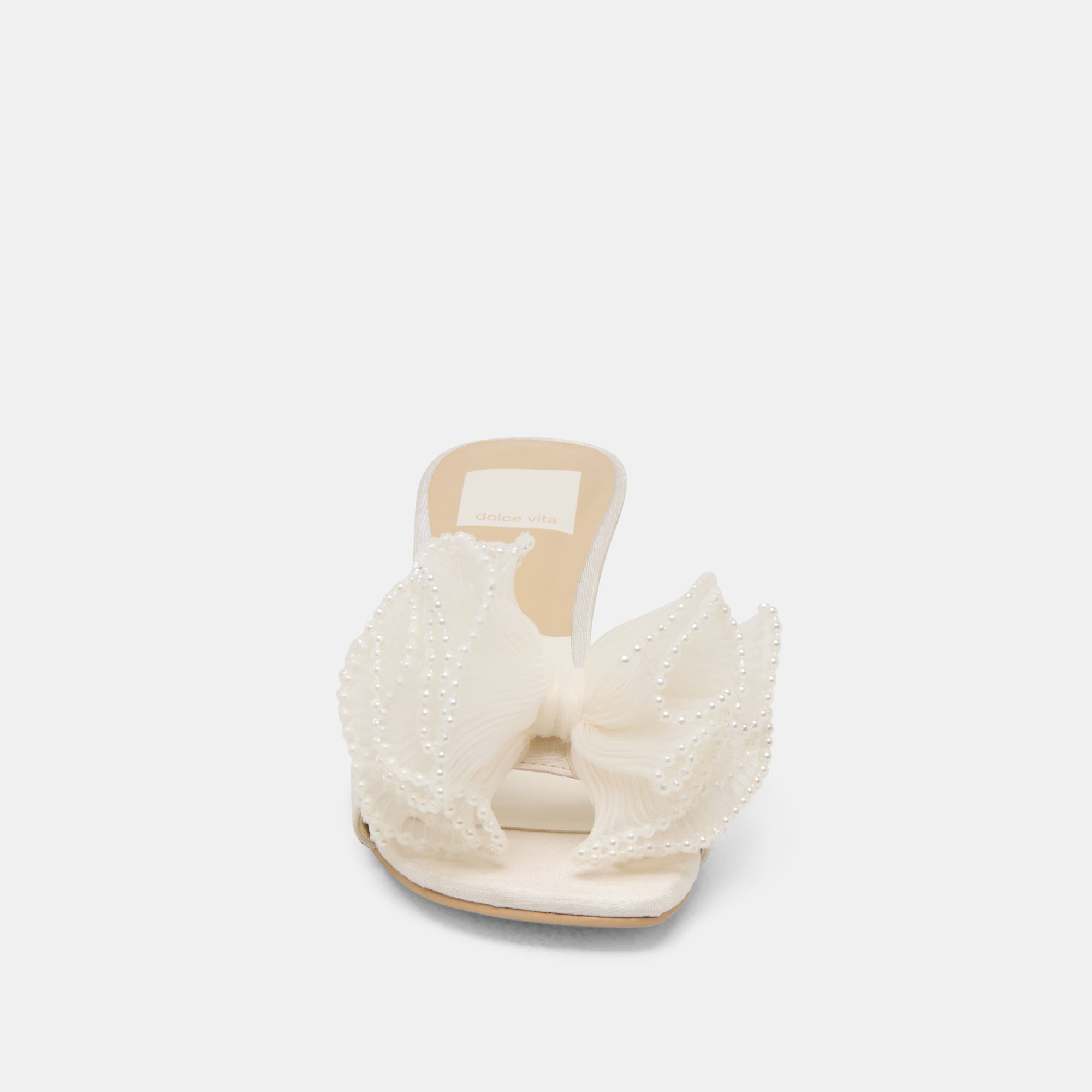 NARITA PEARL HEELS OFF WHITE SATIN