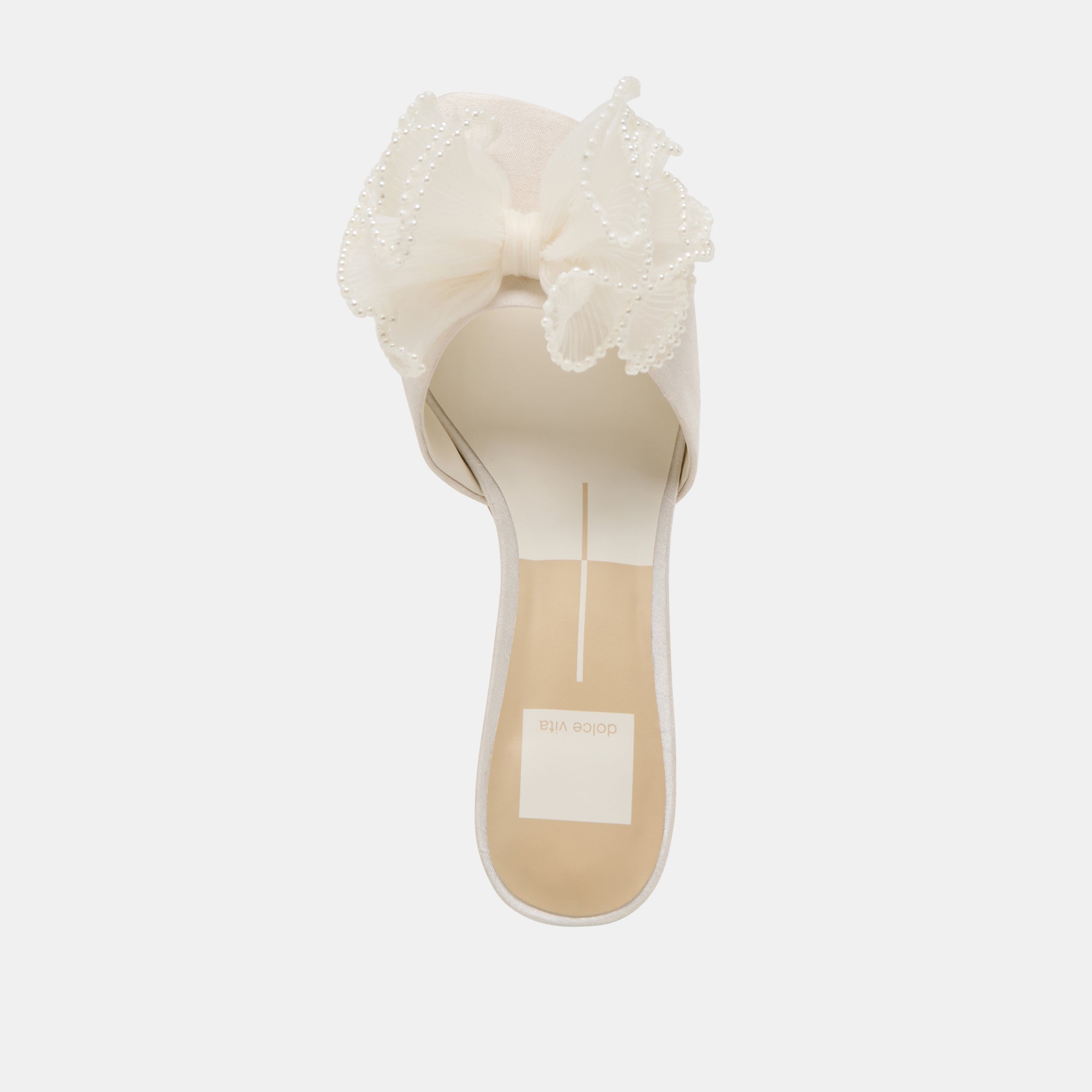 NARITA PEARL HEELS OFF WHITE SATIN