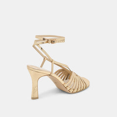NIVANA HEELS GOLD DISTRESSED LEATHER