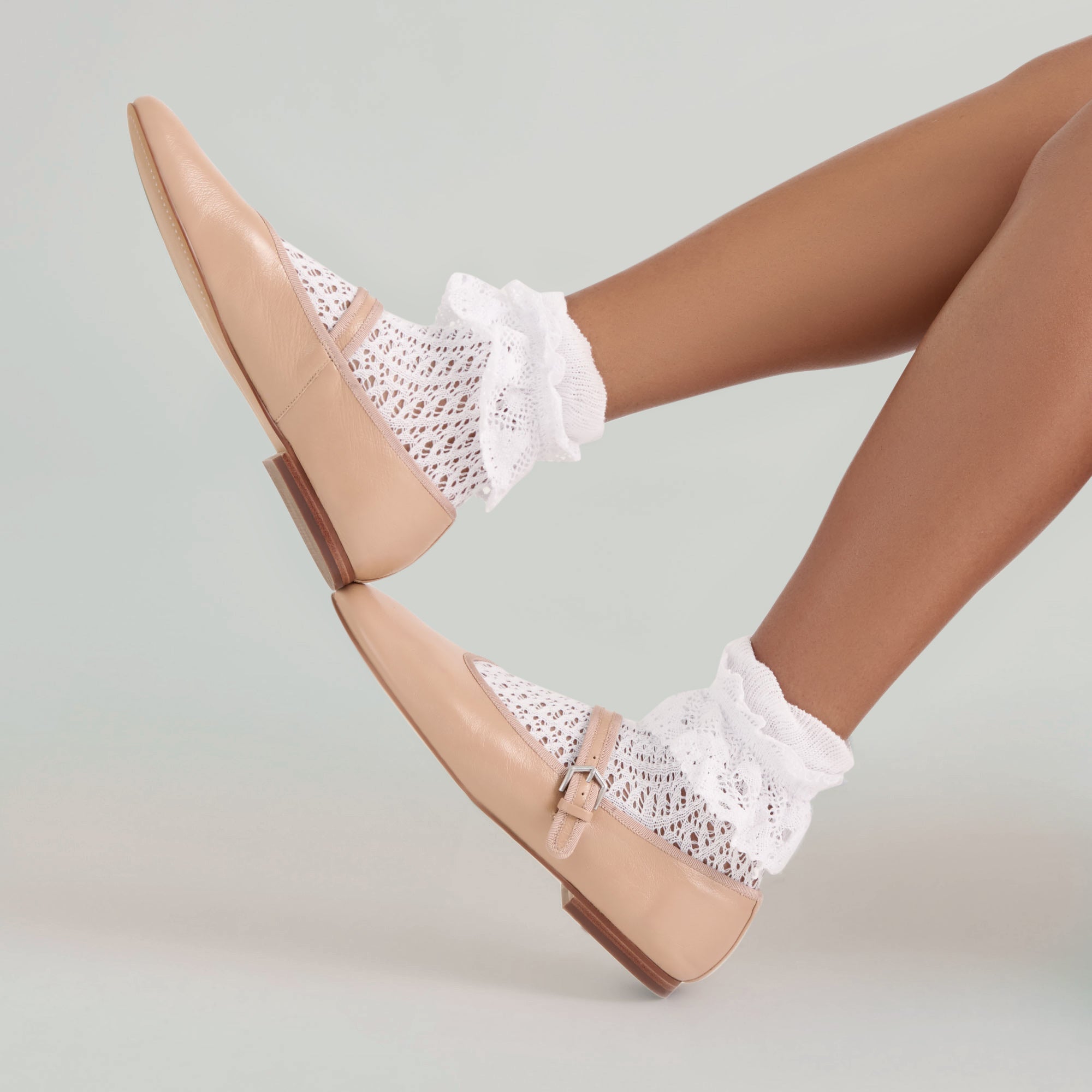 ROSLYN BALLET FLATS LIGHT TAN LEATHER