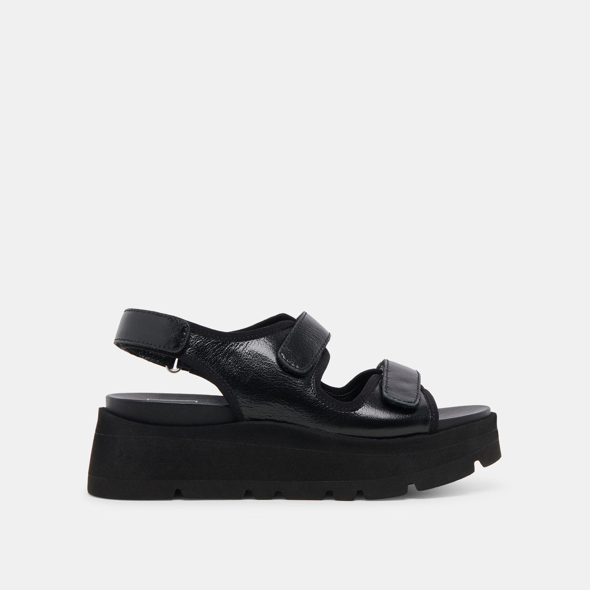 DUBAI SANDALS MIDNIGHT CRINKLE PATENT - re:vita