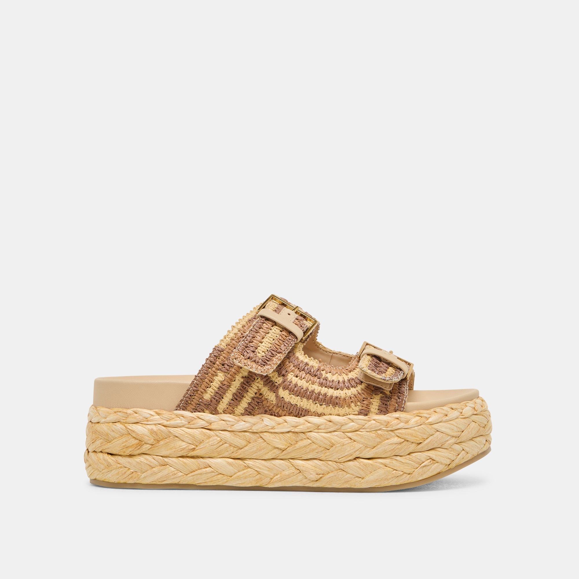 FALYN SANDALS BROWN NATURAL WOVEN RAFFIA