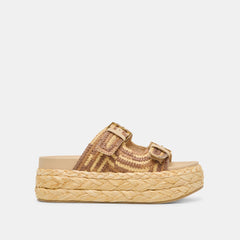 FALYN SANDALS BROWN NATURAL WOVEN RAFFIA