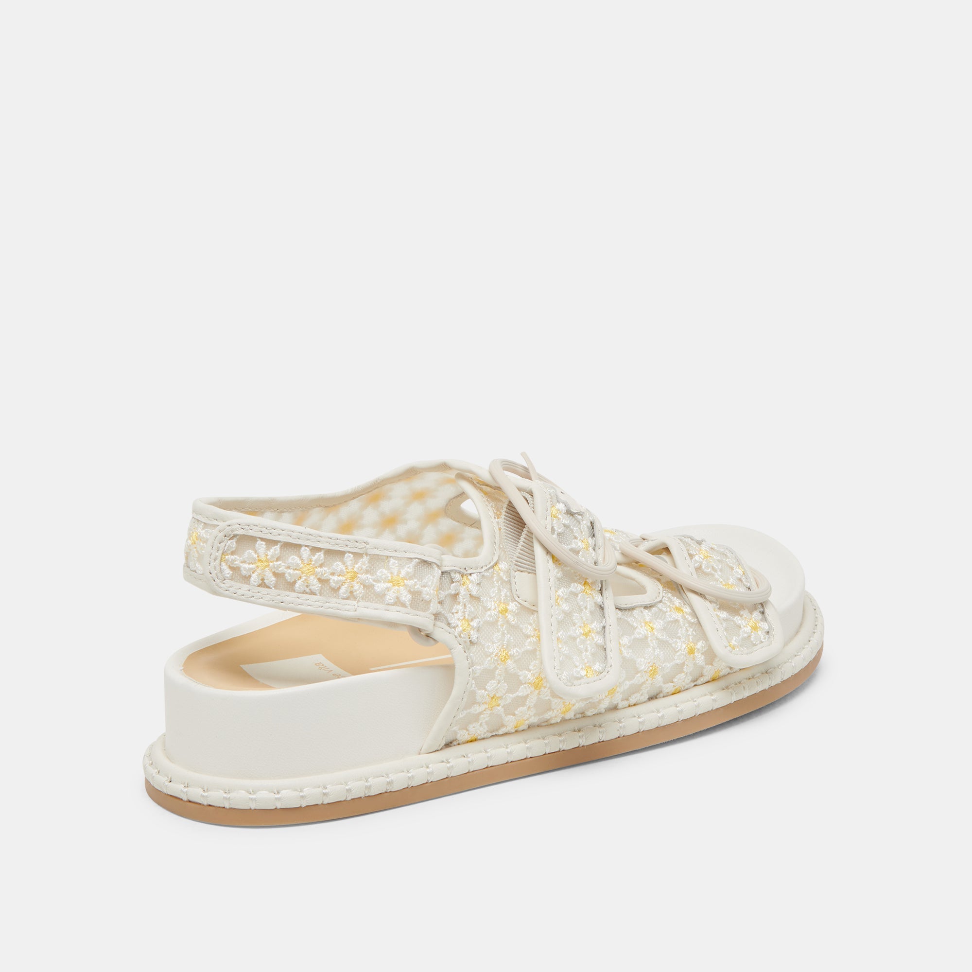 STUART FLORAL SANDALS WHITE YELLOW FLORAL MESH