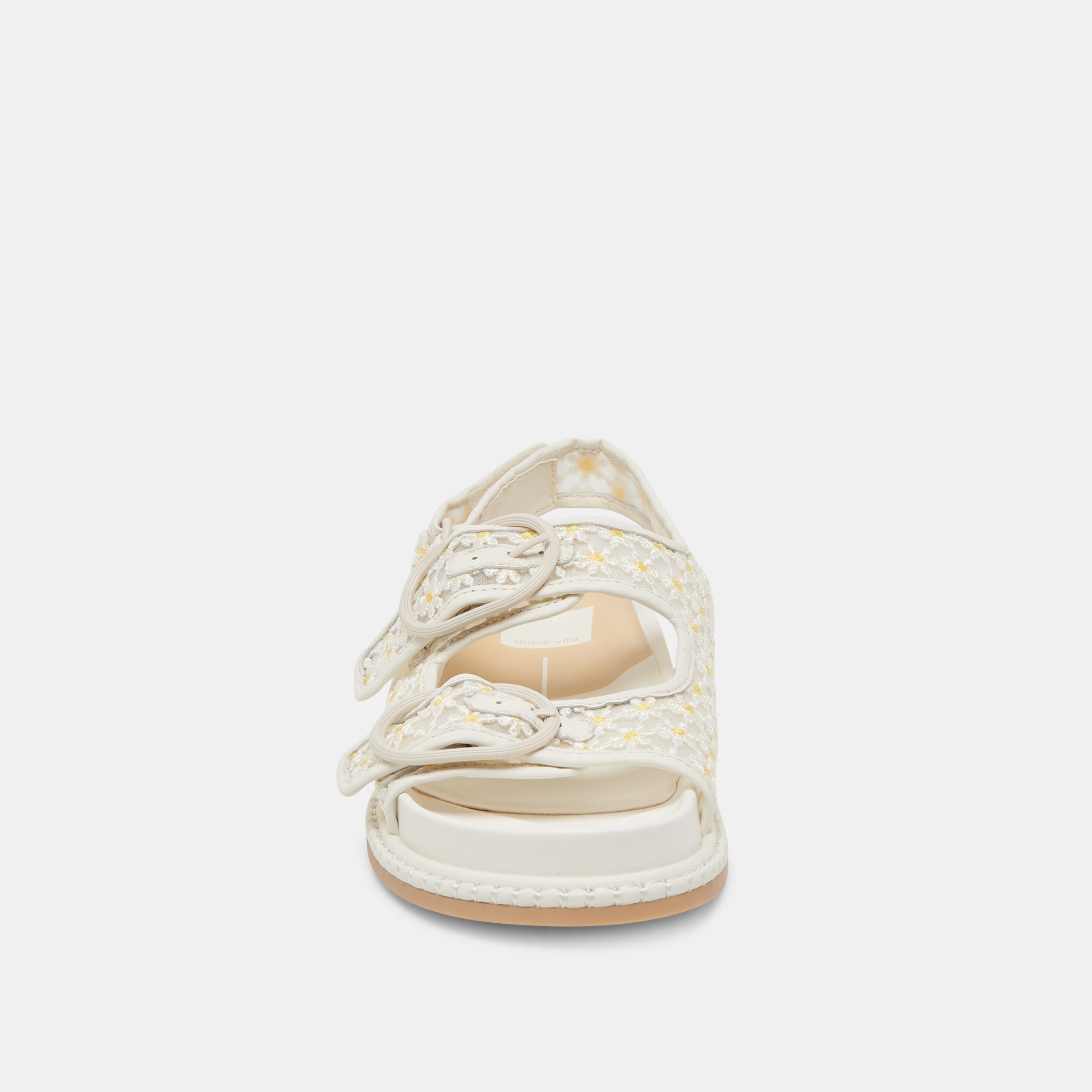 STUART FLORAL SANDALS WHITE YELLOW FLORAL MESH